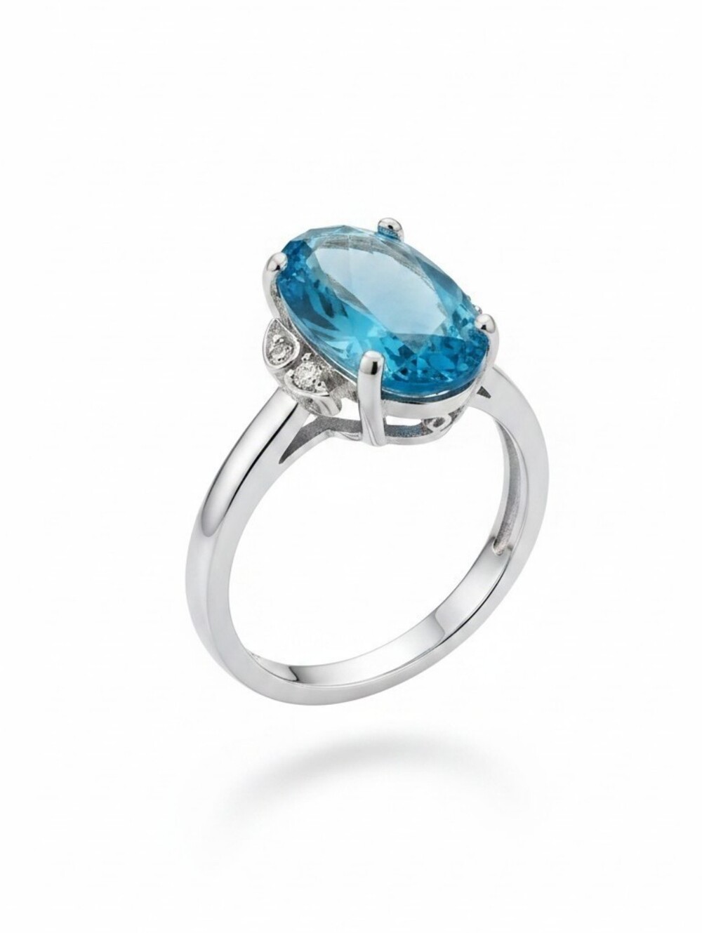 Nwt Sassified Boutique Size 7  Blue Topaz Colored  Oval Solitaire Ring in Silver